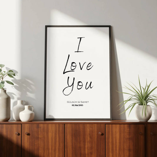 I Love You Poster mit Namen und Datum Personalisierbar
