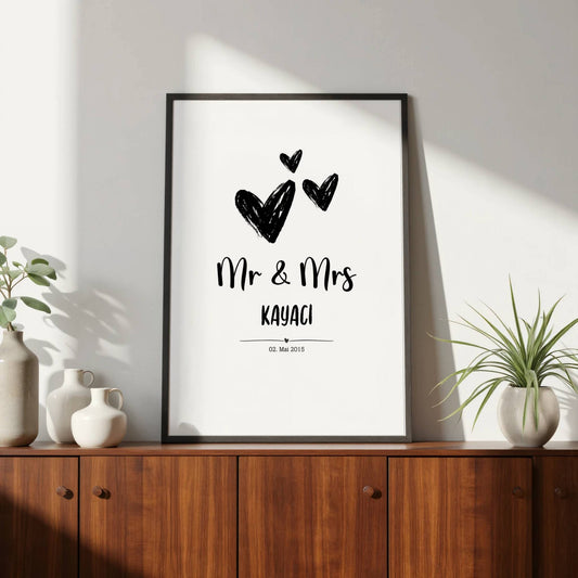 Mr & Mrs Poster mit Datum