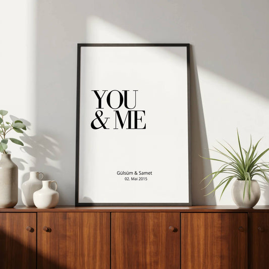You & Me Poster mit Namen und Datum Personalisierbar
