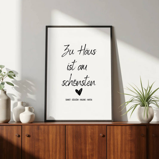 Zu Haus ist am schönsten Poster Personalisiert mit Namen