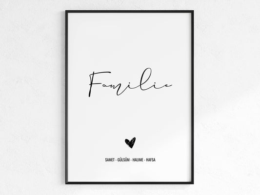 Familien Poster mit Namen  Personalisierbar