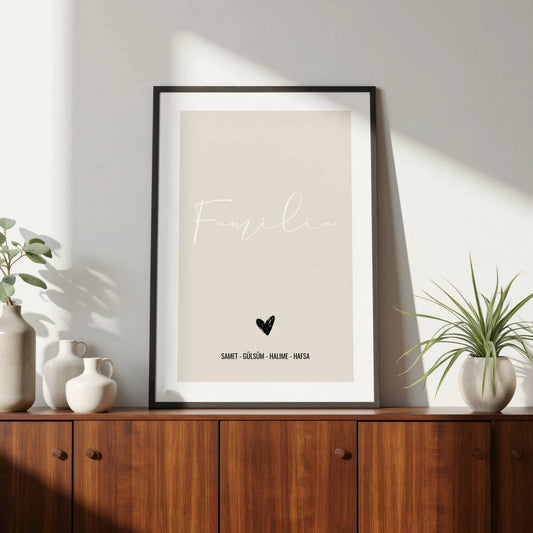 Familien Poster mit Namen  Personalisierbar in Beige