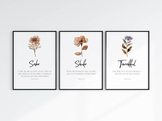 Geduld, Dankbar, Vertraun - Poster Set im Boho Stil