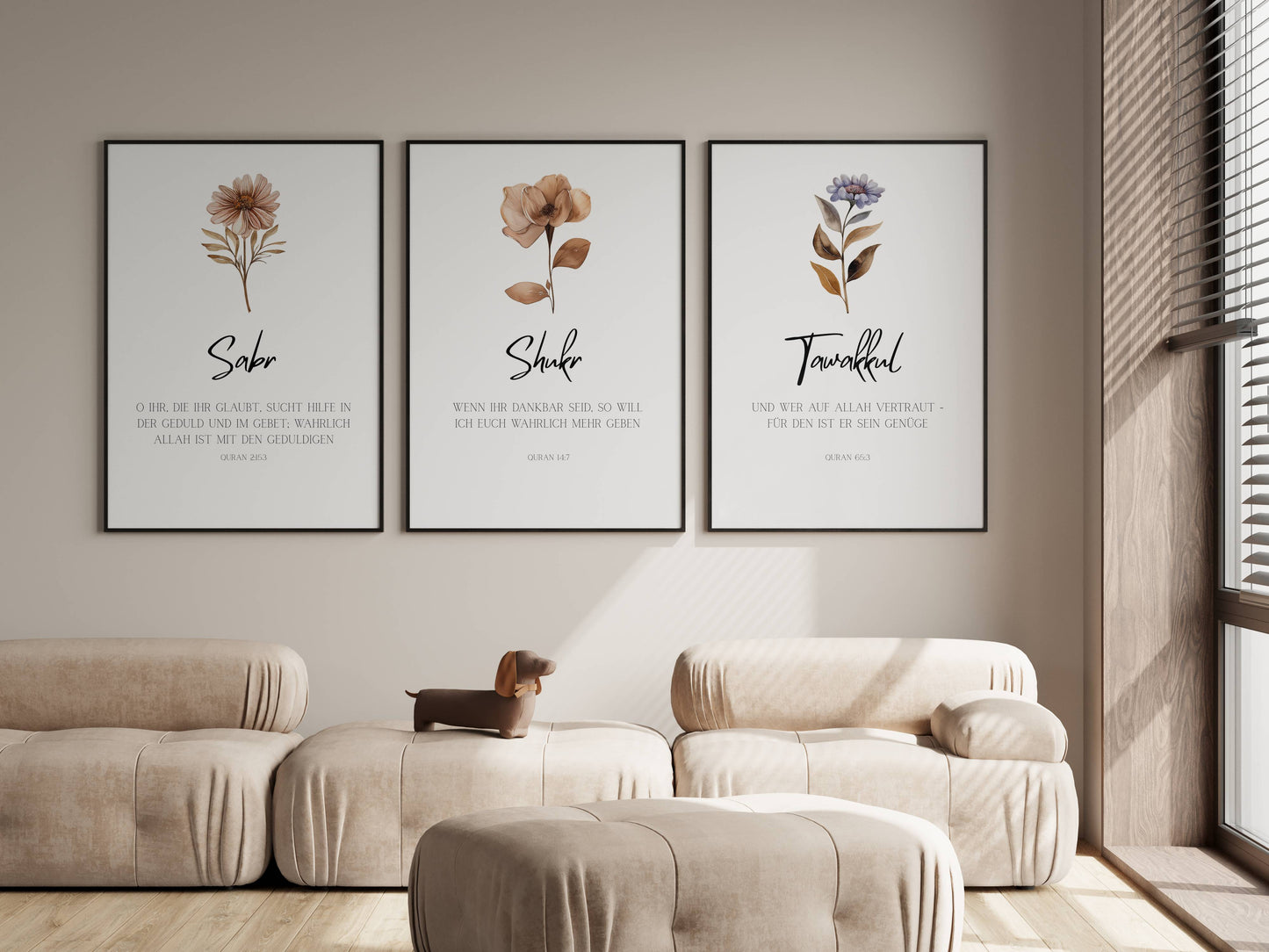 Geduld, Dankbar, Vertraun - Poster Set im Boho Stil
