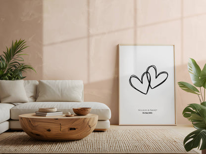Herzen mit Namen und Datum Personalisierbar
