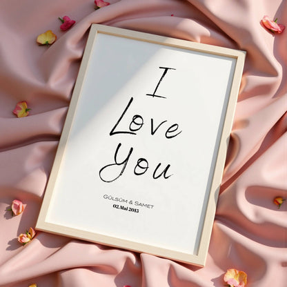 I Love You Poster mit Namen und Datum Personalisierbar