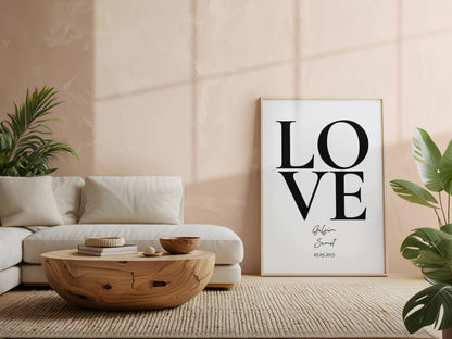 LOVE Poster mit Namen und Datum