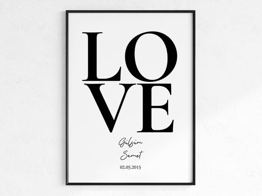 LOVE Poster mit Namen und Datum