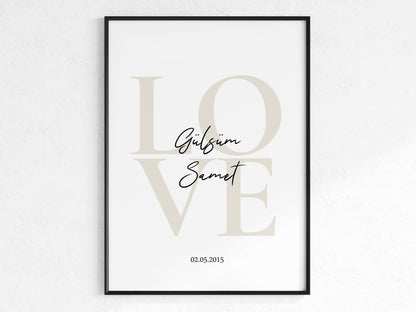 LOVE Poster mit Namen und Datum