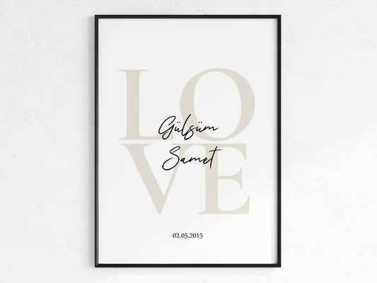 LOVE Poster mit Namen und Datum