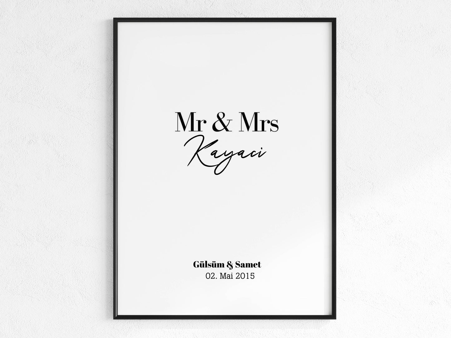 Mr & Mrs Poster mit Namen und Datum Personalisierbar
