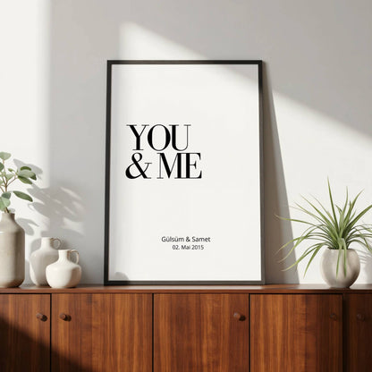 You & Me Poster mit Namen und Datum Personalisierbar