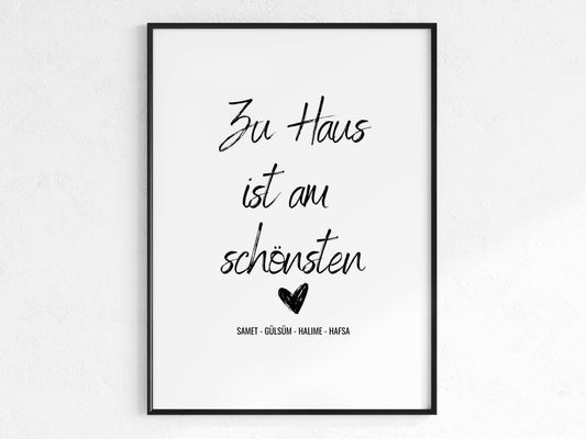 Zu Haus ist am schönsten Poster Personalisiert mit Namen