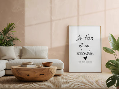 Zu Haus ist am schönsten Poster Personalisiert mit Namen