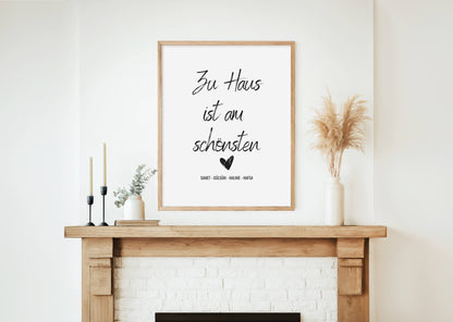 Zu Haus ist am schönsten Poster Personalisiert mit Namen